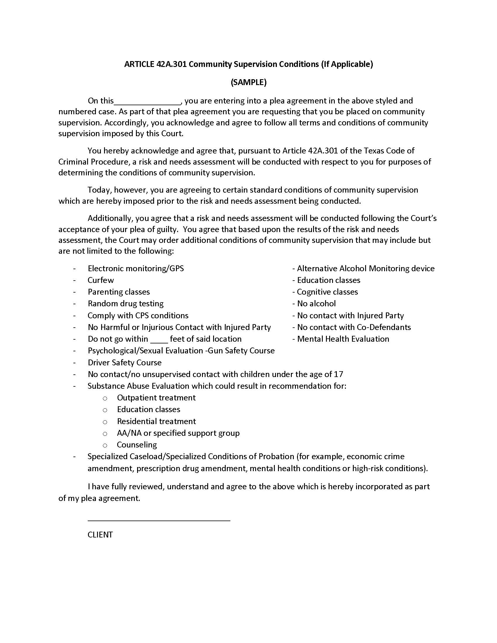 Probation Conditions